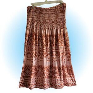 TAN & WHITE TRIBAL PRINT SKIRT SUNDRESS 2XL 1XL